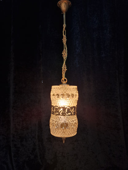 Lovely Vintage Italian 1 Light Glass Gilded Lantern Ceiling Light