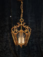 Fabulous Large Heavy Antique French 5 Side Starburst Brass 3 Light Lantern