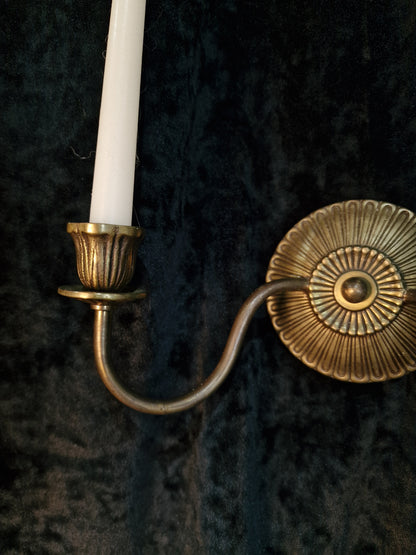 Elegant Pair of Antique French 2 Arm Brass Candle Wall Lights Sconces