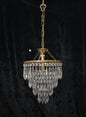 Fabulous Antique French Brass 4 Tier Crystal Waterfall Chandelier Ceiling Light