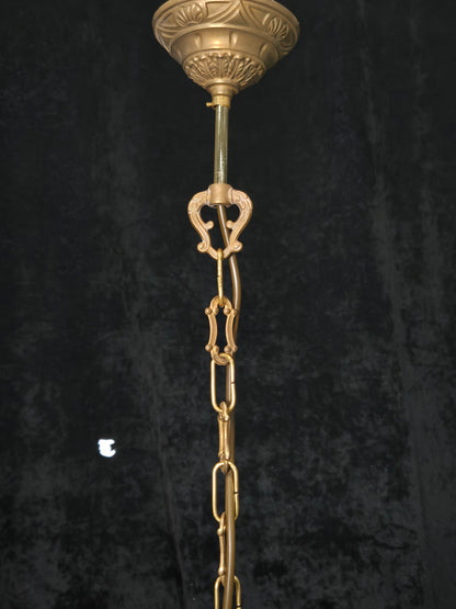 Fabulous Antique French Brass 4 Tier Crystal Waterfall Chandelier Ceiling Light