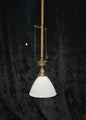 Traditional Antique Gas Converted to Electric Pendant Light with Glass Shade