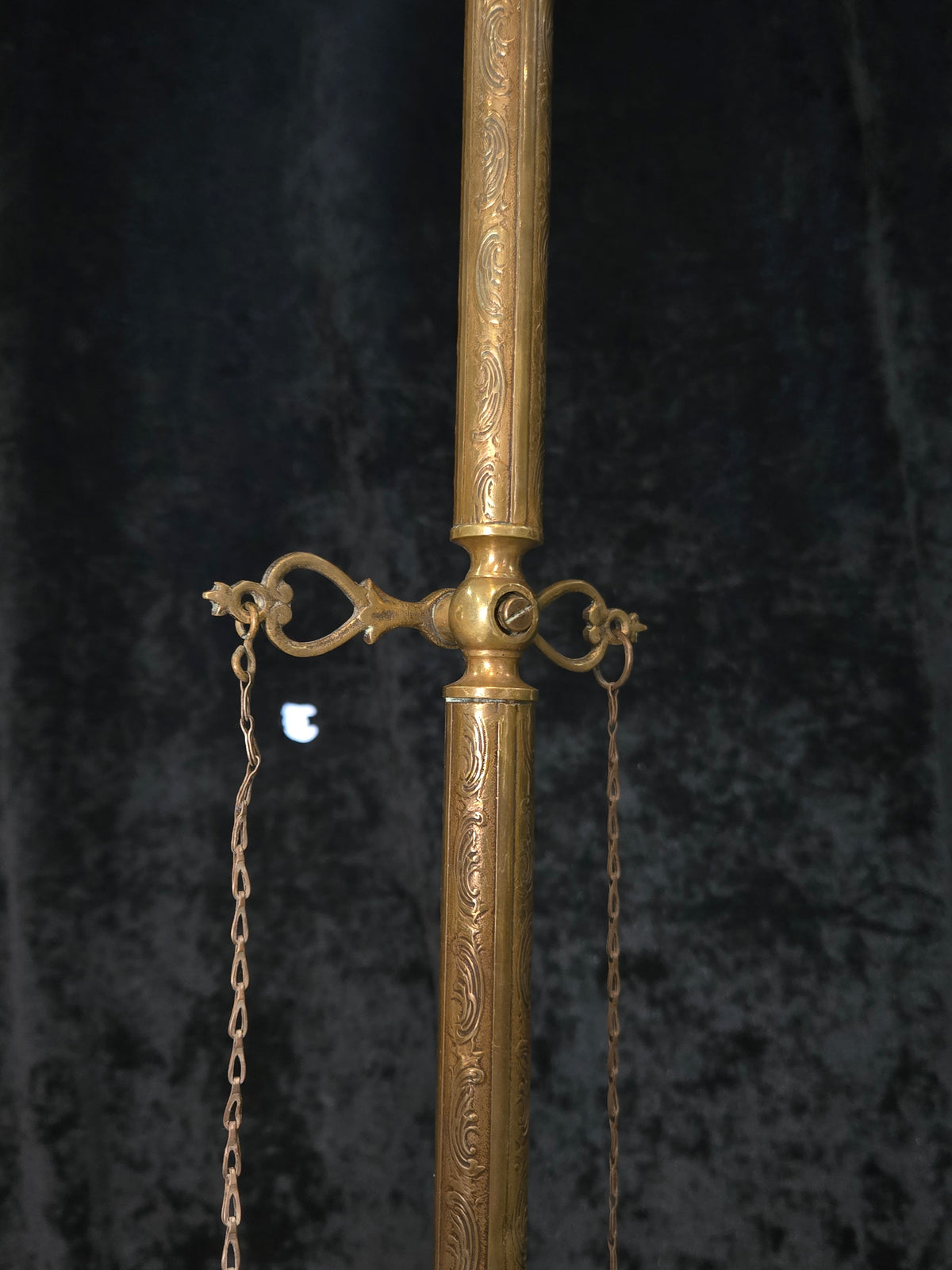 Traditional Antique Gas Converted to Electric Pendant Light with Glass Shade