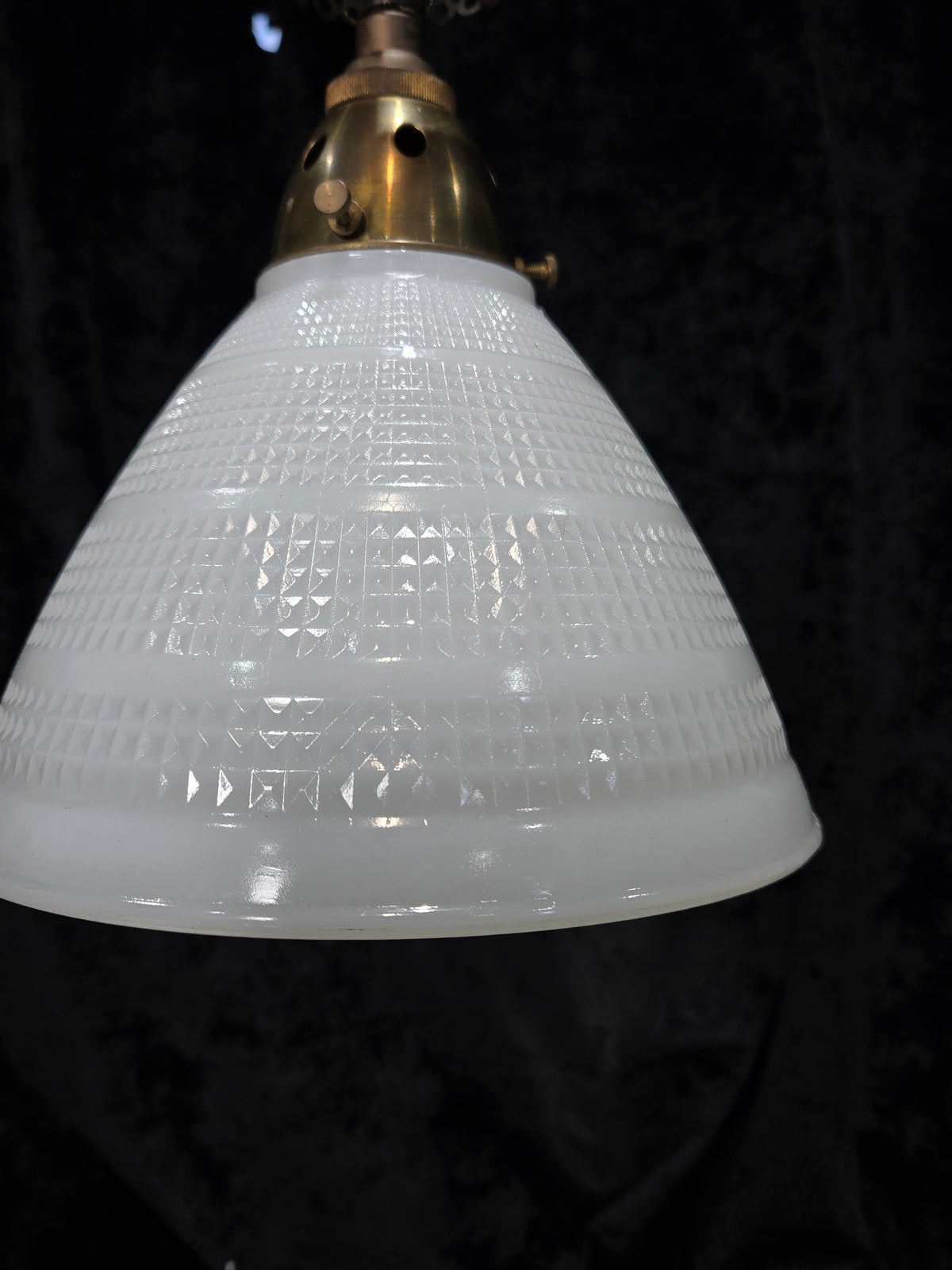 Traditional Antique Gas Converted to Electric Pendant Light with Glass Shade