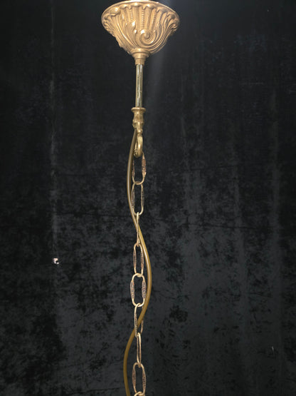 Beautiful Antique French Brass 4 Tier Crystal Waterfall Chandelier Ceiling Light