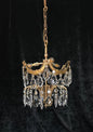 Gorgeous Antique French 3 Light Brass Crystal 2 Tier Waterfall Swags Chandelier