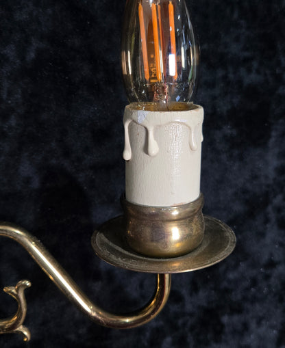 Petite Pair Vintage Polished Brass 2 Arm Electric Flemish Style Wall Lights