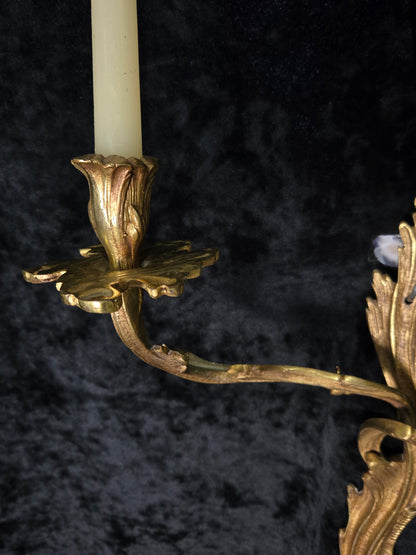 Fabulous Large Pair Antique French Brass 2 Arm Candle Wall Lights Sconces (Copy)