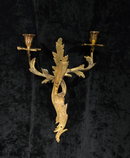 Fabulous Large Pair Antique French Brass 2 Arm Candle Wall Lights Sconces (Copy)