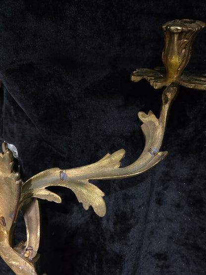 Fabulous Large Pair Antique French Brass 2 Arm Candle Wall Lights Sconces (Copy)