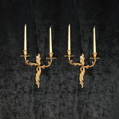 Fabulous Large Pair Antique French Brass 2 Arm Candle Wall Lights Sconces (Copy)