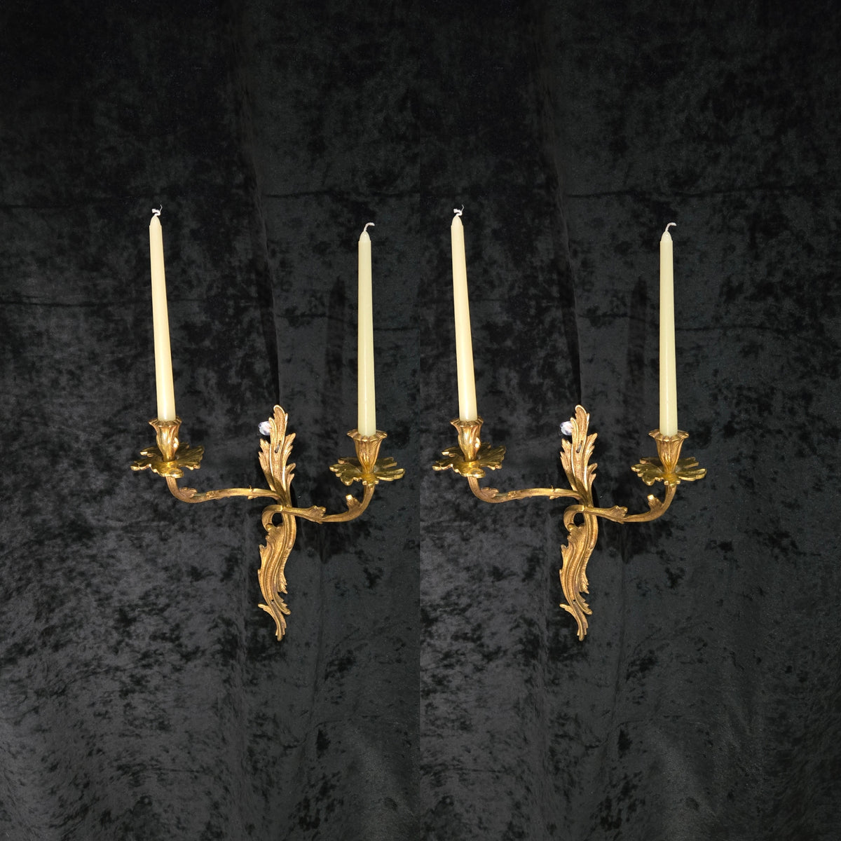 Fabulous Large Pair Antique French Brass 2 Arm Candle Wall Lights Sconces (Copy)