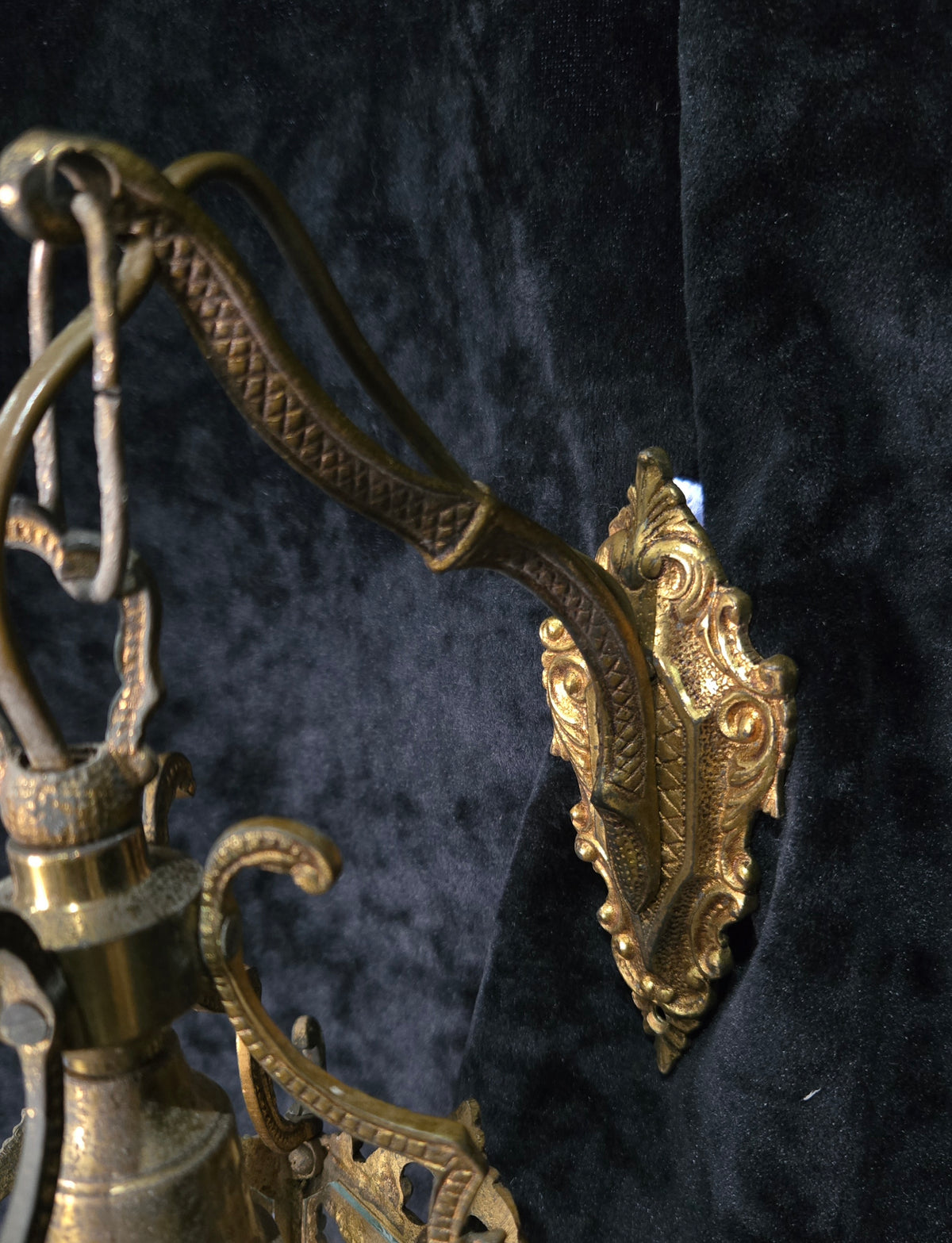 Gorgeous Pair Antique French Petite Brass Glass Electric Wall Lanterns Sconces