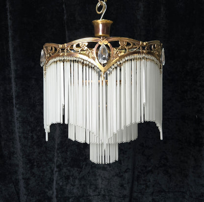 Exquisite Large Vintage French Art Nouveau 6 Light 3 Tier Waterfall Chandelier