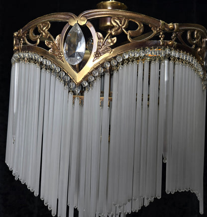 Exquisite Large Vintage French Art Nouveau 6 Light 3 Tier Waterfall Chandelier