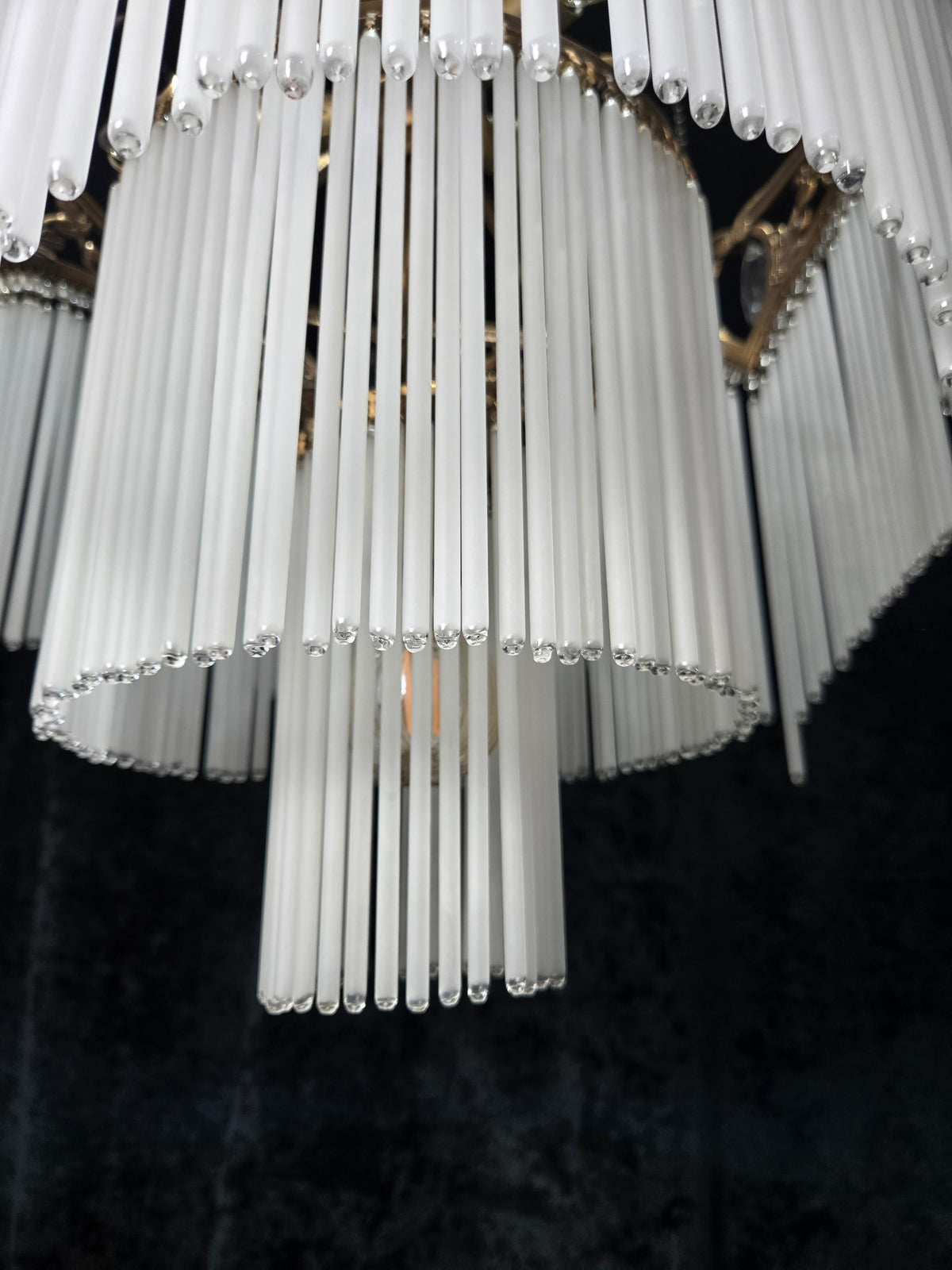 Exquisite Large Vintage French Art Nouveau 6 Light 3 Tier Waterfall Chandelier