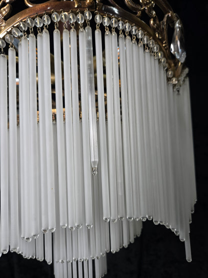 Exquisite Large Vintage French Art Nouveau 6 Light 3 Tier Waterfall Chandelier