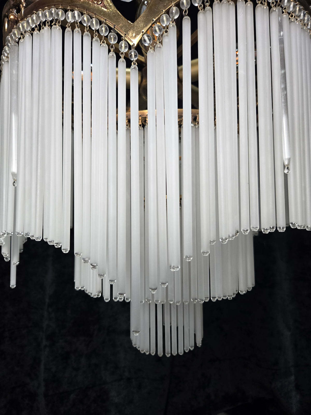 Exquisite Large Vintage French Art Nouveau 6 Light 3 Tier Waterfall Chandelier