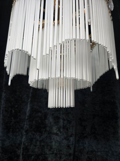Exquisite Large Vintage French Art Nouveau 6 Light 3 Tier Waterfall Chandelier