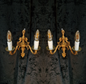 Lovely Pair of Vintage Gilded Spelter 2 Arm Wall Lights Sconces