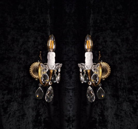 Lovely Decorative Pair of French 1 Arm Leaf Brass Wall Lights Sconces