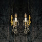 Lovely Pair of Vintage French Leaf Brass Crystal 1 Arm Wall Lights Sconces