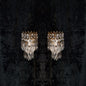 RESERVED Stunning Pair of Vintage Italian 1 Light Brass Triangle Crystal Wall Sconces