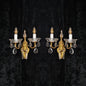 Lovely Pair of Vintage French 2 Arm Leaf Brass Crystal Wall Lights Sconces