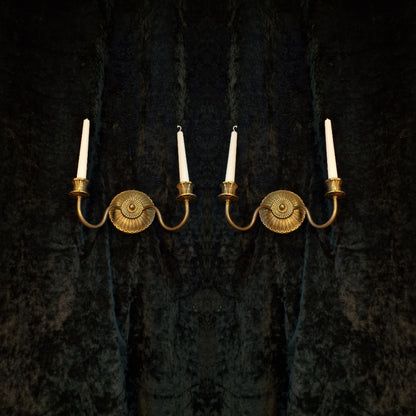 Elegant Pair of Antique French 2 Arm Brass Candle Wall Lights Sconces
