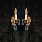 Beautiful Pair of Vintage French Leaf Brass Crystal 1 Arm Wall Lights Sconces