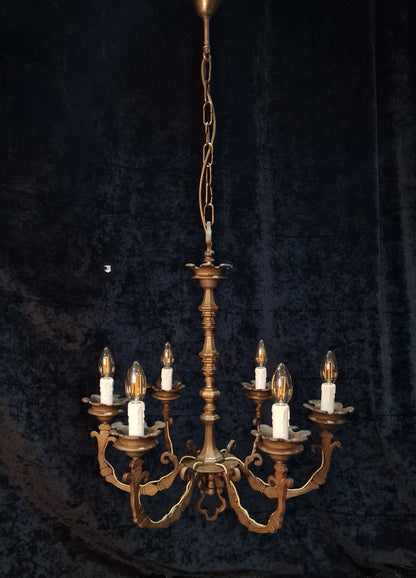 Decorative Heavy Antique Solid Brass Italian Gothic Style Chandelier Light