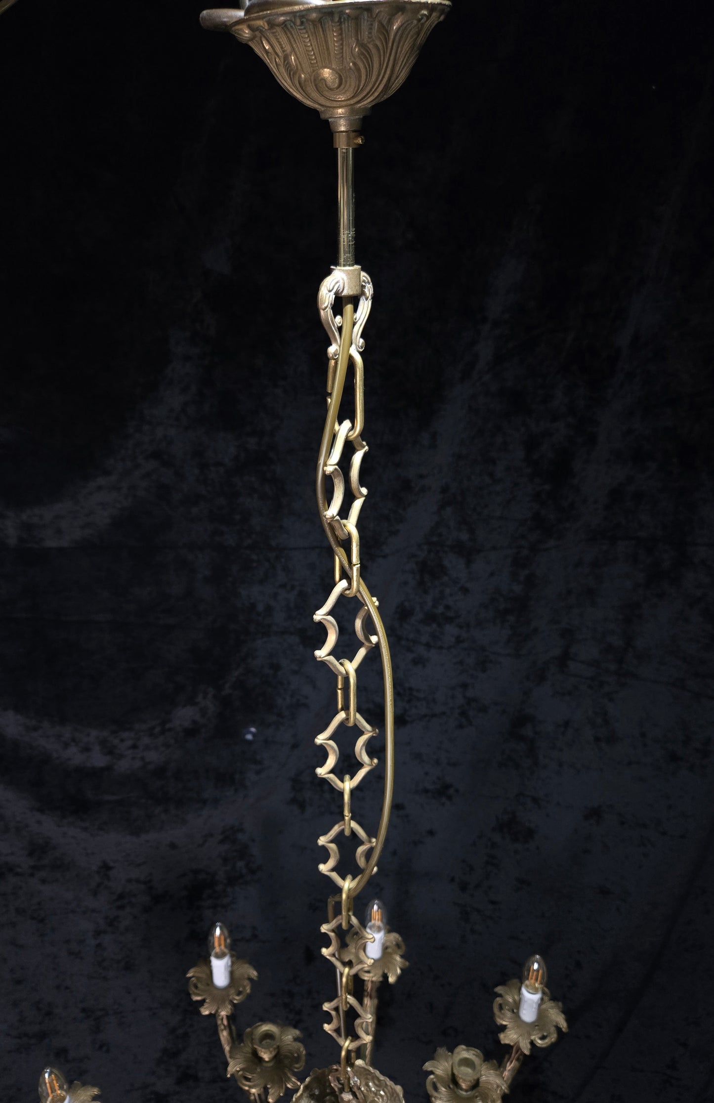 Fabulous Huge Heavy Vintage Italian Solid Brass 10 Arm 5 Candle Chandelier Light