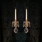Lovely Pair Vintage Italian 1 Arm Brass Crystal Candle Wall Lights Wall Sconces