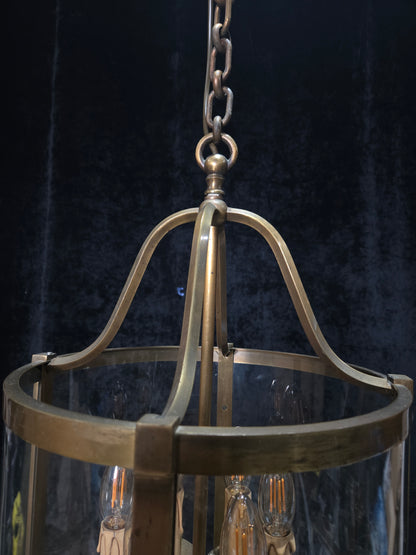 Grand Large Chateau Quality Heavy Antique French 6 Light Brass Cylinder Lantern
