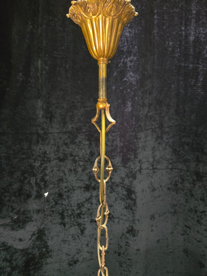 Fabulous Large Vintage Italian Heavy 8 Arm 16 Light Brass Crystal Chandelier