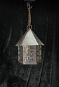 Lovely Vintage French Wrought Iron Gothic Lantern Light with Textured Glass