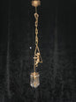 Beautiful Petite Vintage French Brass Cherub Crystal Chandelier Ceiling Light