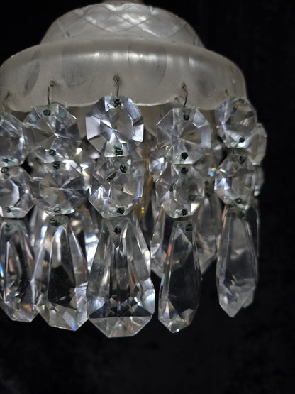 Classical Antique Czech 2 Tier Crystal Glass Brass Pendant Light Chandelier