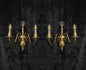 Elegant Pair Vintage Polished Brass 2 Arm Flemish Wall Lights Sconces