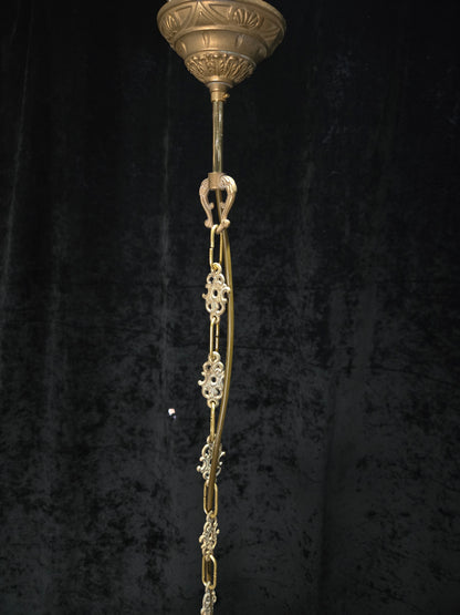 Fabulous Antique French 6 Arm Brass 2 Tier Crystal Chandelier Ceiling Light