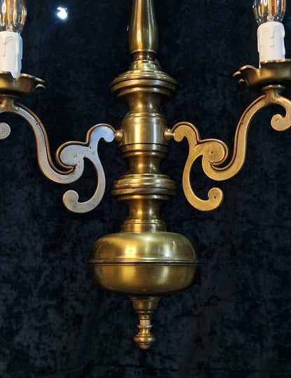 Elegant Vintage Italian 3 Arm Brass Chandelier Ceiling Light
