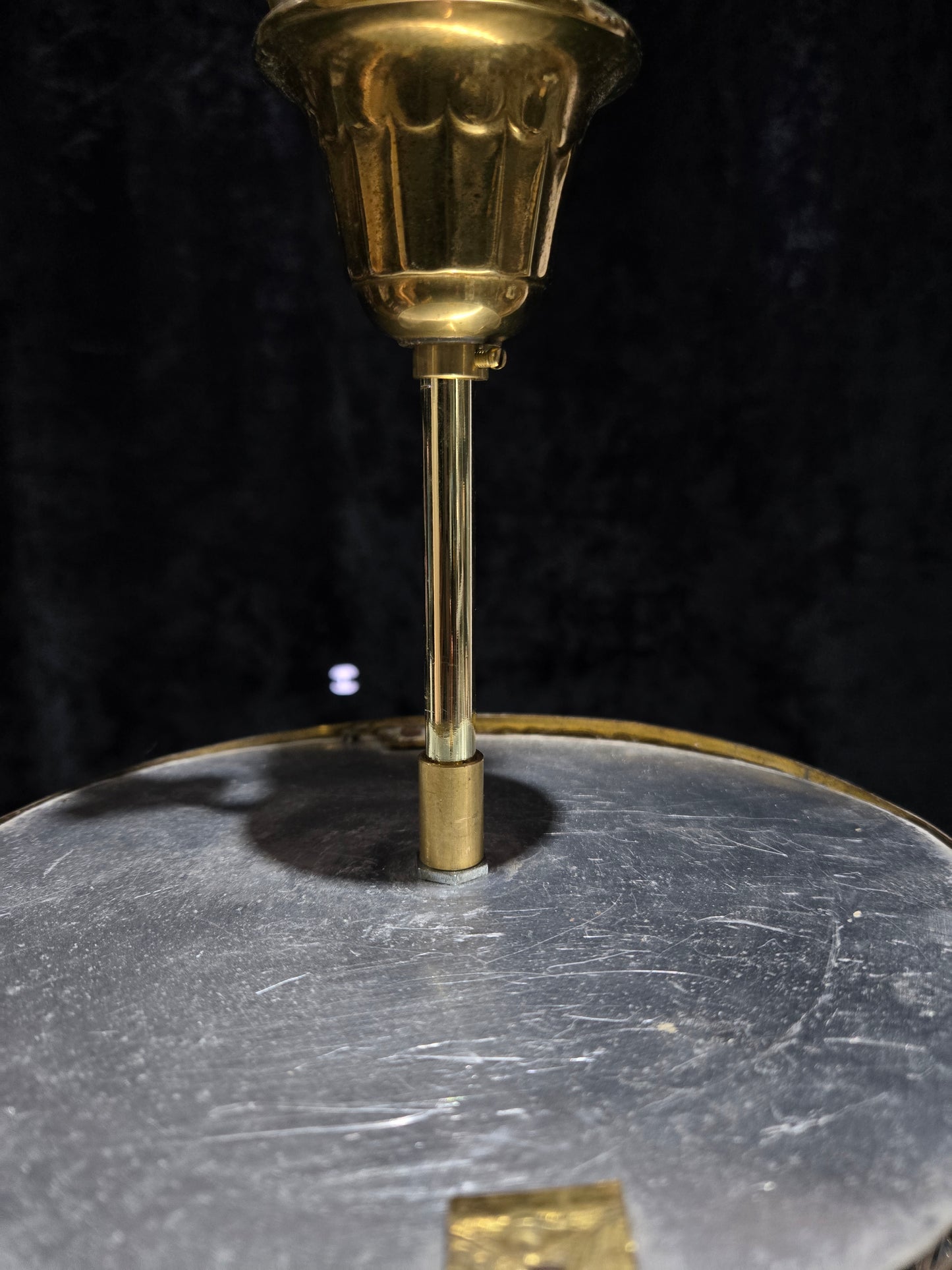 Beautiful Vintage French 2 Tier Waterfall Crystal Brass 1 Light Flush Chandelier