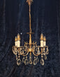 Beautiful Vintage French 5 Arm Brass and Crystal Chandelier Ceiling Light