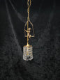 Beautiful Petite Vintage French Brass Cherub Crystal Chandelier Ceiling Light