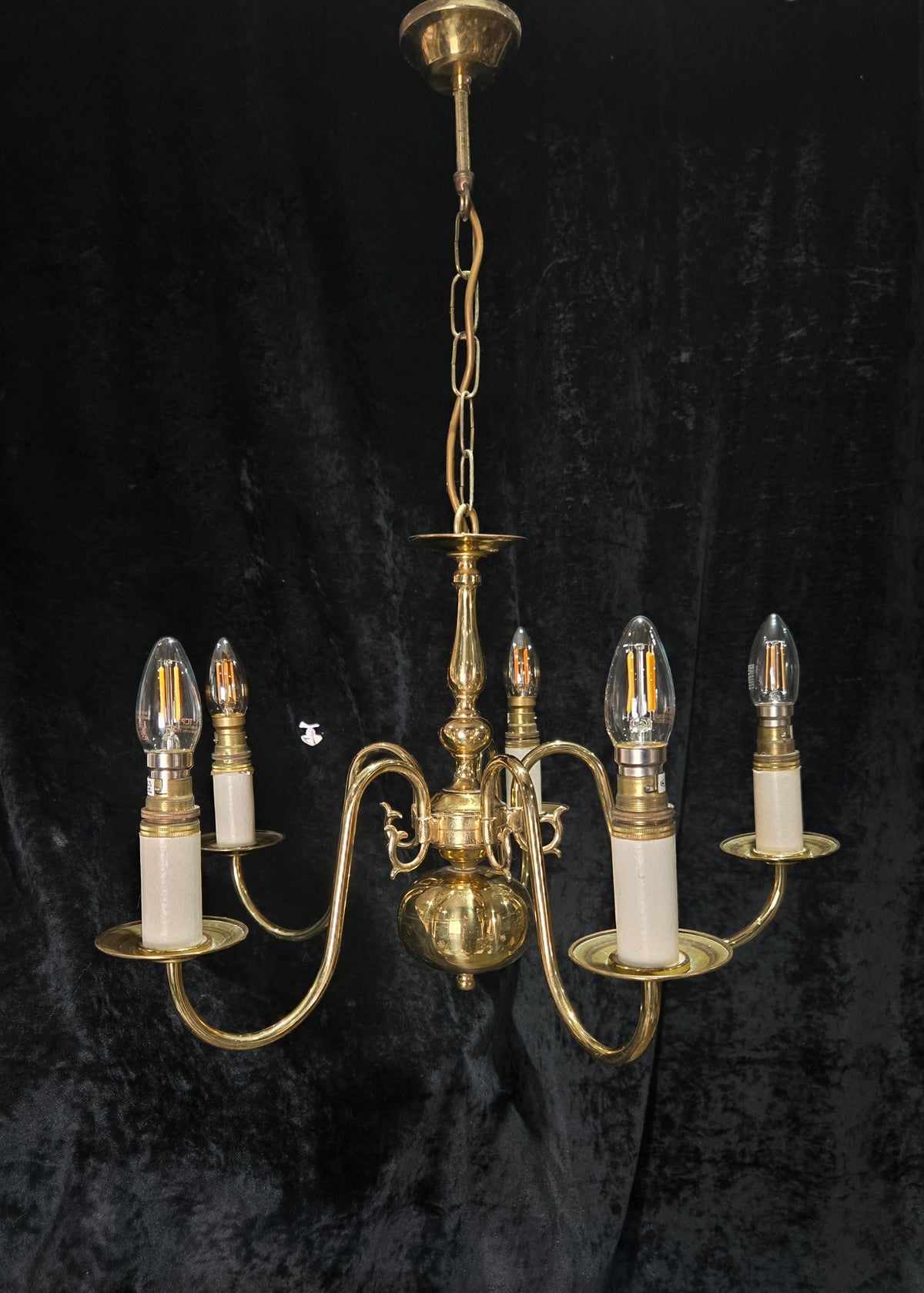 Classical 5 Arm Polished Brass Flemish Chandelier Ceiling Light
