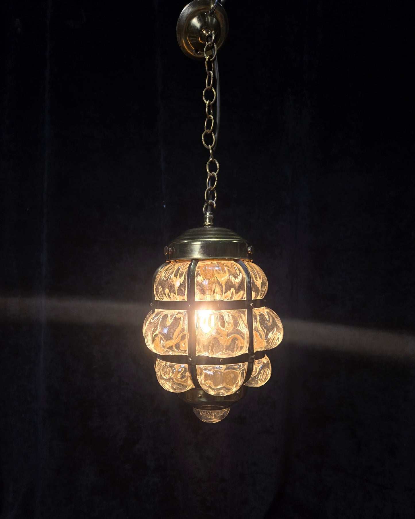 Decorative Murano Glass Antique Brass Bubble Lantern Ceiling Light