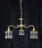 Lovely Vintage Italian 3 Arm Brass Crystal Chandelier Ceiling Light
