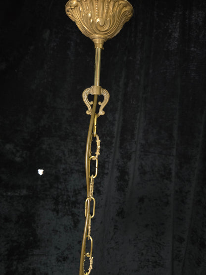 Classical Antique Czech 2 Tier Crystal Glass Brass Pendant Light Chandelier