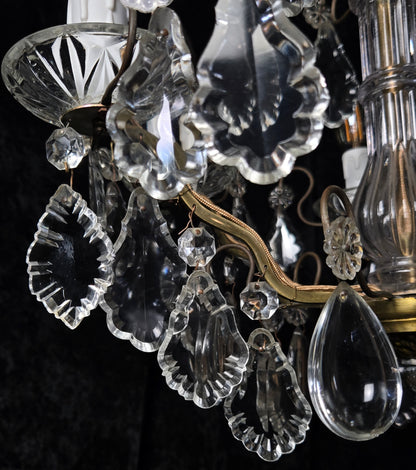Fabulous Heavy Antique French 6 Arm Bronze Tiered Crystal Chandelier Light