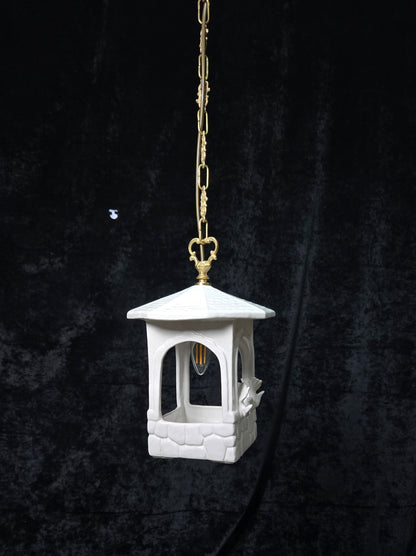 Unique Vintage White Ceramic Doves Hanging Lantern Ceiling LightUnique Vintage White Ceramic Doves Hanging Lantern Ceiling Light